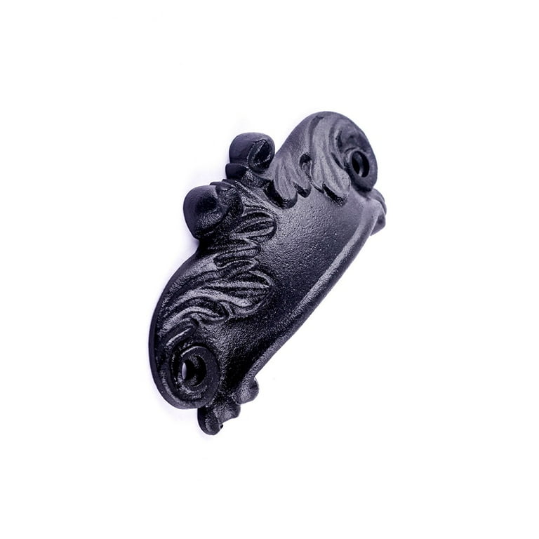 Renovators Supply Black Drawer Cabinet Cup Bin Pull 4 W x 1.5 H Antique  Wrought Iron Colonial Decorative Dresser Handles Rust Resistant Cup Bin