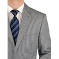 thumbnail image 3 of Mens Side-vent 3-piece Gray Stripe Wool Trim Fit Suit DTI, 3 of 6