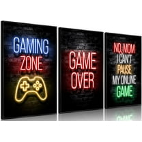 Hieng 3Piece Video Game Print Controller Poster Geeky Art Gaming Zone & Icons Gamer Gift Great Game Room, Man Cave or Boy's Bedroom Decor UNFRAMED Wall Art