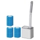 thumbnail image 1 of Juego de 20 cepillos de baño desechables y soporte con esponja PS, tapa abatible automática, almacenamiento montado en la pared, incluye 18 cabezales Gris, 1 of 9