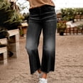 thumbnail image 2 of Women's Mid Rise Straight Leg Jeans - Washed Stretch Denim with Slant Pockets, Loose Comfort Fit（Runs Small）, 2 of 6
