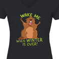 thumbnail image 4 of Inktastic Groundhog Day Wake Me when Winter is over Women's V-Neck T-Shirt, 4 of 5