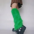 thumbnail image 6 of Women Punk Plush Solid Leg Warmer Aesthetic Green Fuzzy Boot Cuffs Leg Cover, 6 of 15