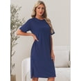 thumbnail image 3 of DARING DIVA Women's Casual Pajama Dress Loose Fit Short Sleeve Sleepwear S Blue, 3 of 7
