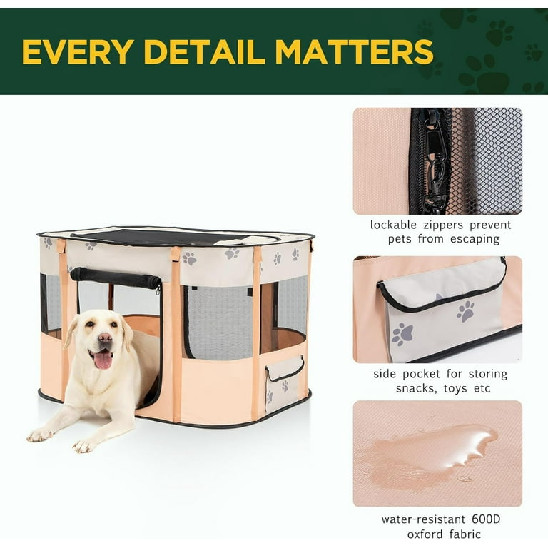 Portable Dog Cat Playpen, Foldable Pop Up Pet Play Pen Travel