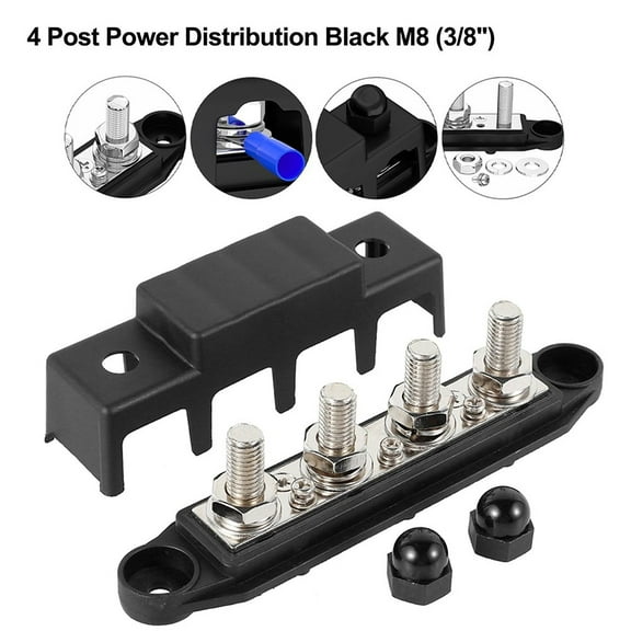 Heavy Duty 12V-48V Dc Bus Bar Power Distribution Block - 250 Amp For Cars &