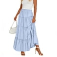 thumbnail image 2 of Oksale Flowy Maxi Skirts for Women Boho Tiered Pleated Cotton Skirts Elastic High Waisted Summer Skirts 2026 Light Blue S, 2 of 8