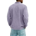 thumbnail image 3 of Dresfit Polo Shirts Men Ribbed Corduroy Big and Tall Shirts Lightweight Plain Button Down Long Sleeve Knitted Sweater Chest Pocket Thermal Lapel Tops Light Purple M, 3 of 3