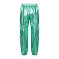 thumbnail image 2 of Yartina Kids Girls Sweatpants Glossy Metallic Hip Hop Dance Pants Street Dance Trousers Jogger Blue Green 10, 2 of 7