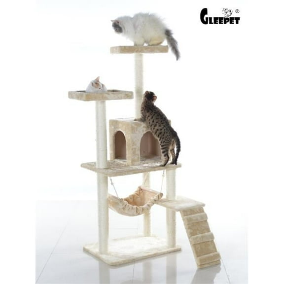 GleePet 57 in. Cat Tree  Beige W Ramp