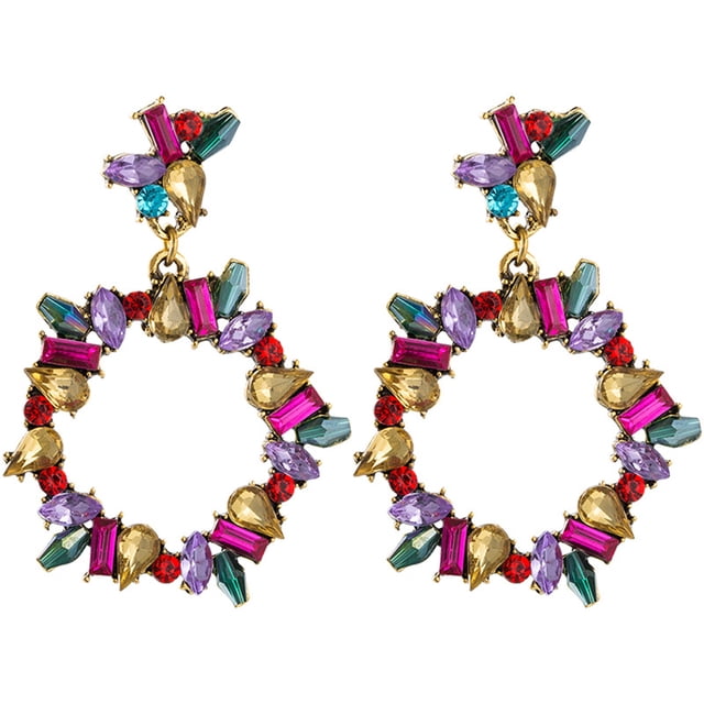 Statement Earrings Fashion Fancy Rhinestone Earrings Crystal Earrings for Women