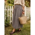 thumbnail image 4 of Brown Gingham A-Line High Waist Maxi Skirt Women Casual Flowing Skirt, 4 of 8