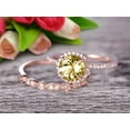 thumbnail image 3 of 2.25 Carat 6mm Round Cut Champagne Diamond Moissanite Wedding Set Bridal Ring 10k Rose Gold with Art Deco Eternity Matching Band Stacking Ring Halo, 3 of 6