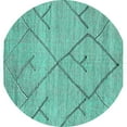 thumbnail image 1 of Ahgly Company Machine Washable Indoor Round Abstract Turquoise Blue Modern Area Rugs, 8' Round, 1 of 4