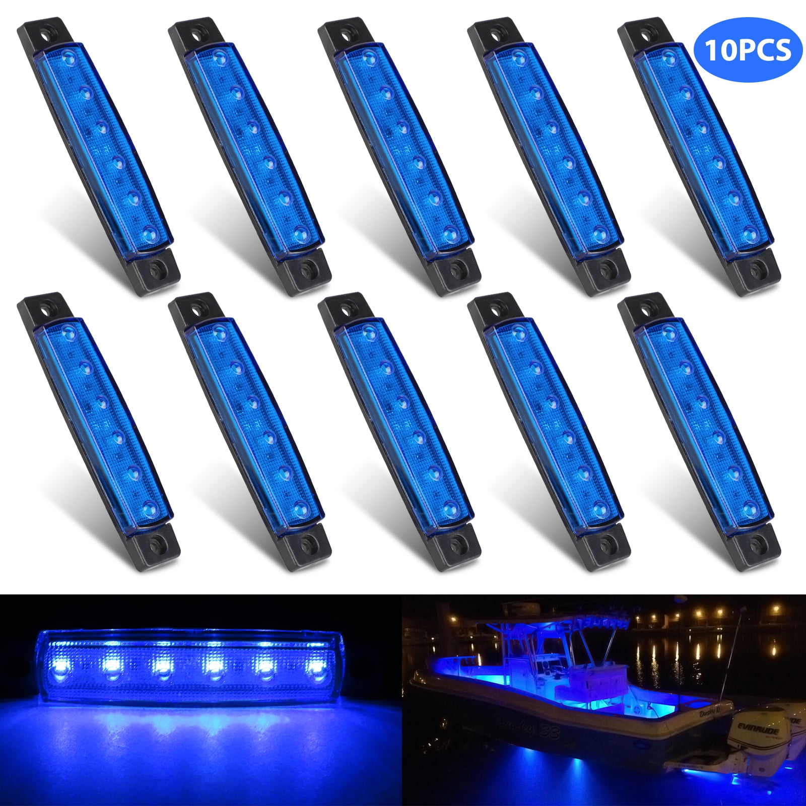 Pactrade Marine 4 2PCS Blue White LED Courtesy Light Mirror Touch Switch