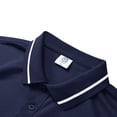 thumbnail image 6 of Cotton Short Sleeve Polo Shirts for Men 3 Button Slim Fit Golf T Shirts Wrinkle Resistant Breathable Moisture Wicking Business Casual Wear Tops , #02 Navy, 3XL, 6 of 7