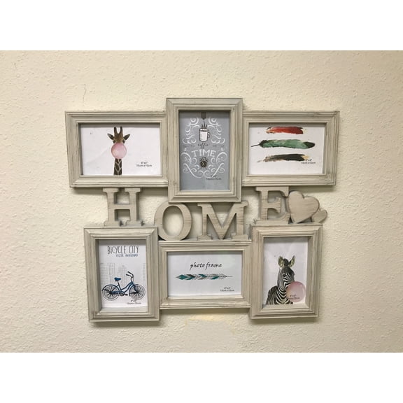 Wall Mount Photoframes with Home 6 Photoframes with Wood Grain (6 Photoframes size 6" x 4")