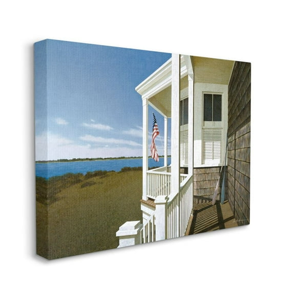 Stupell Industries Americana Cottage Porch Realistic Coastal Painting Canvas Wall Art Design by Zhen-Huan Lu, 36" x 48"
