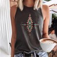 thumbnail image 3 of Birdeem Mode Femmes Imprimé Col Rond Sans Manches Chemises à Blocs Tunique T-Shirt Hauts, 3 of 4