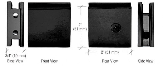 CRL SGCU1BL Black Square Style Notch-in-Glass Fixed Panel U-Clamp