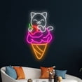 thumbnail image 2 of Handmadetneonsign Cat Eating Ice Cream Neon Sign, Cat Wall Art Decor, Ice Cream Store Wall Decor, 2 of 4