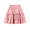 thumbnail image 5 of CBASIHI Girls Ruffle Tiered Cotton Skirt​s- Elastic Drawstring Waist Summer Casual Flowy A-Line Kids Pleatd Mini Skirts Pink Size 5-16 Years, 5 of 7