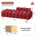thumbnail image 3 of Wiilayok 52" Upholstered Velvet Ottoman Bench,End of Bed Bench with Gold Legs,Tufted Long Bench for Bedroom Living Room Foyer Indoor Entryway,Red, 3 of 8