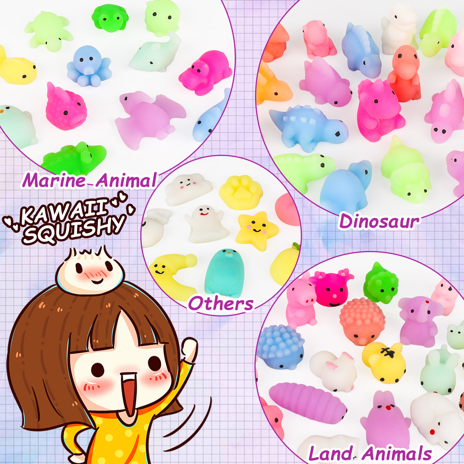 KiddiTouch 150-Piece Mochi Squishy Toys Assortment photo 4