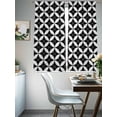 thumbnail image 4 of Black Rhombus Sheer Curtains 63 Inch Length 2 Panels Set Window Treatments, Retro Abstract Geometric Pattern Rod Pocket Semi Curtains for Living Room/Bedroom/Kitchen Décor, 104"W x 63"L, 4 of 7