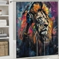 thumbnail image 6 of Lion headphones digital painting  Bathroom Decor Set , multi size Colorful Luxurious Graphic Print Polyester Fabric Fashion Bathroom Decor Sets with Hooks Washable shower curtain  Bathroom Showe, 6 of 7
