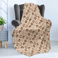 thumbnail image 4 of Cartoon Soft Flannel Fleece Throw Blanket, Paintings of Donuts with Sprinkles or Chocolate Creamy and Delicious, Cozy Plush for Indoor and Outdoor Use, 50" x 70", Pale Caramel and Beige, by Ambesonne, 4 of 5