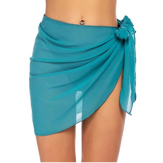 Pareos cortos de playa para mujer, de gasa, para cubrirse el traje de baño, falda cruzada de bikini, abierta a un lado para aguas termales de verano, 2 tamaños
