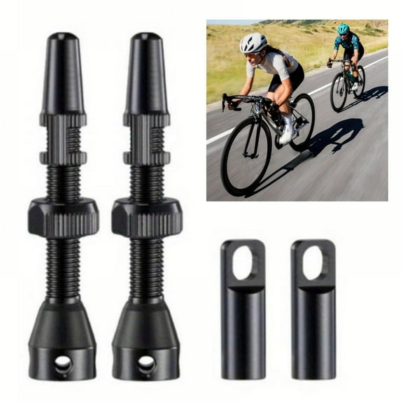 Tubeless Presta Valve Stem 40/44/55/60/65/80/100 mm, Super Light Alloy Presta Valve Stem Kit with Valve Core Remover Tool and Valve Stem Caps - Multiple Color and Size Options(Pair)
