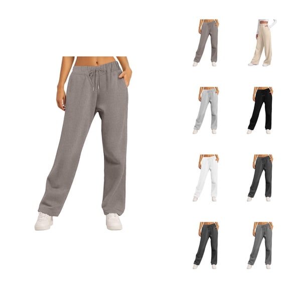 Women’s Lined Wide Straight Leg Sweatpants, High Waisted Fleece Joggers with Pockets, Baggy Casual Track Pants for Workout, Yoga & Everyday Wear