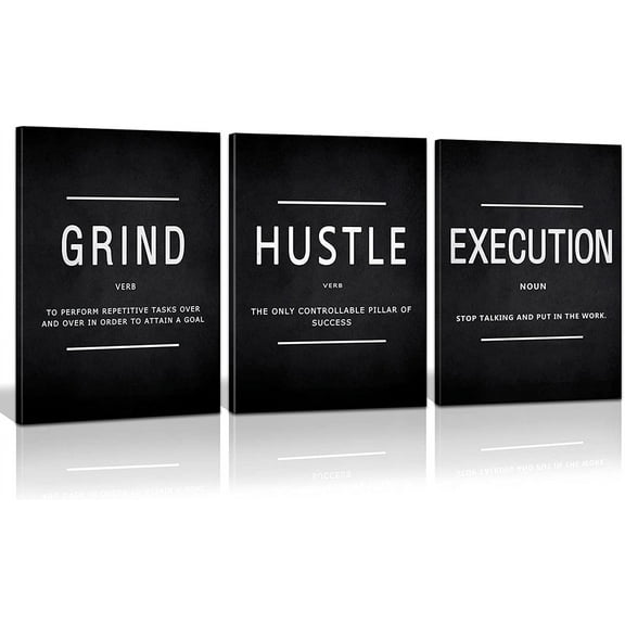 Hieng Grind Hustle Conquer Wall Art, Success Canvas Painting Wall Decor Motivation Poster Inspiration Quotes Picture Positive Wall Office Workplace(Only canvas)