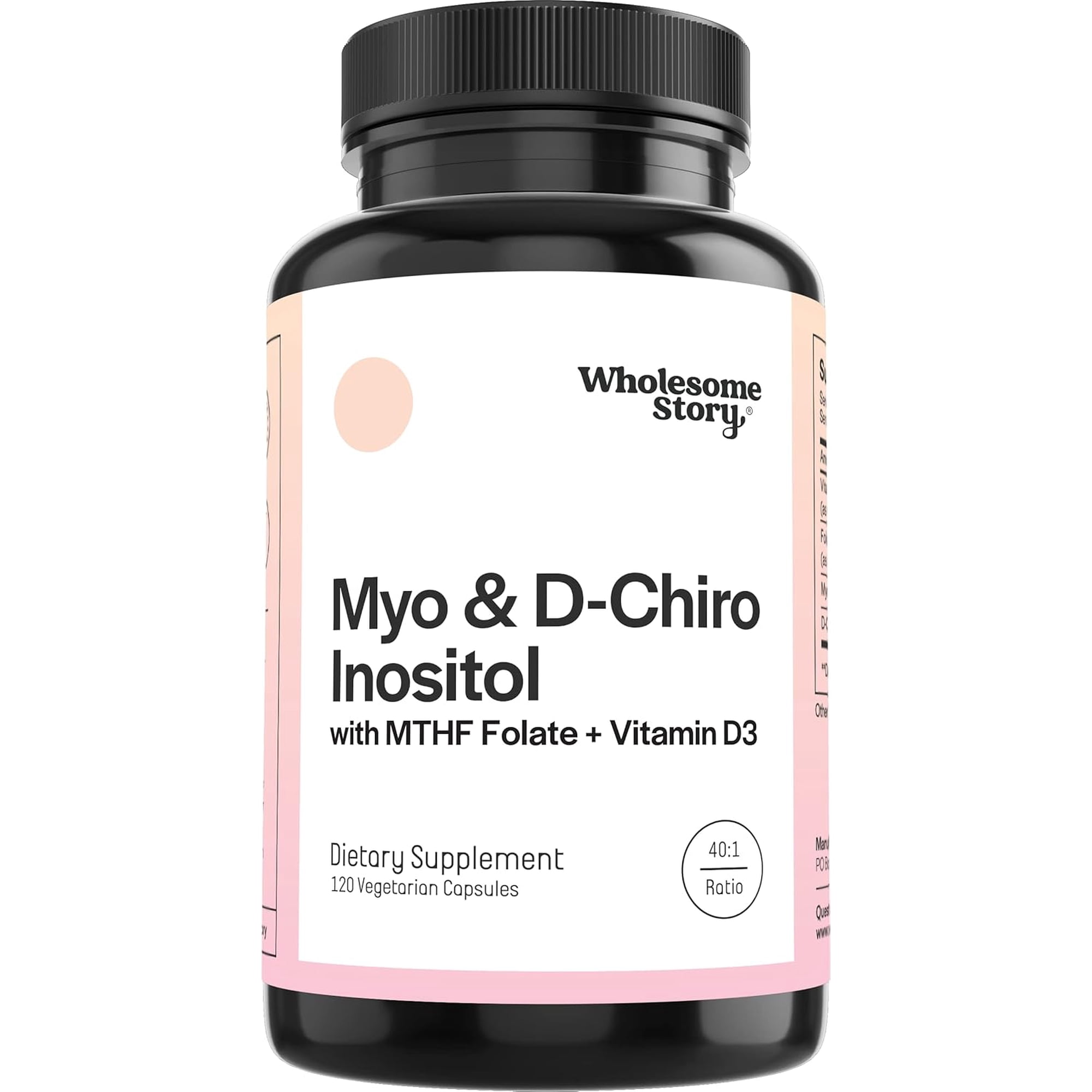 Wholesome Story Myo-Inositol & D-Chiro Inositol Capsules Hormone Balance & Fertility Support, 120 Ct