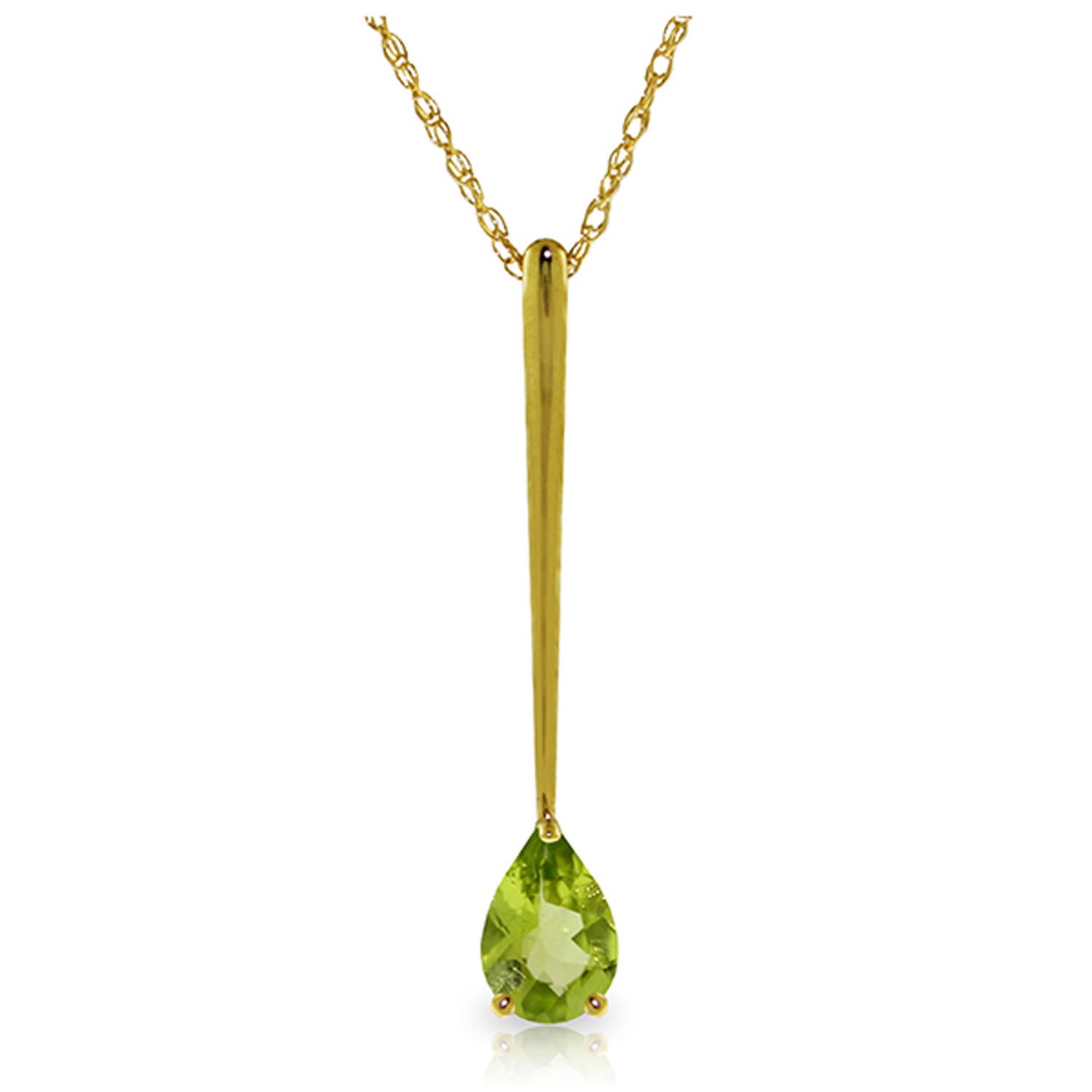 Galaxy Gold 14K Solid Gold Natural Peridot Necklace for Women - Yellow Gold Fine Jewelry