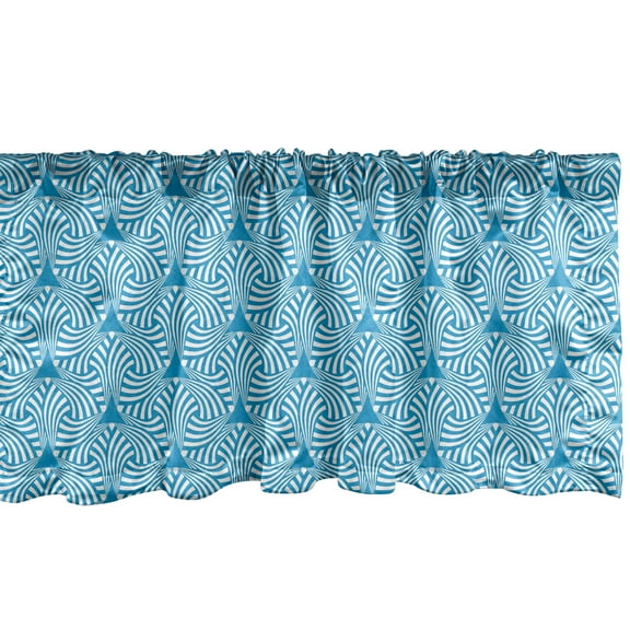 Ambesonne Abstract Window Valance, Monotone Triangles Stripes, 54" X 18", Sea Blue and White