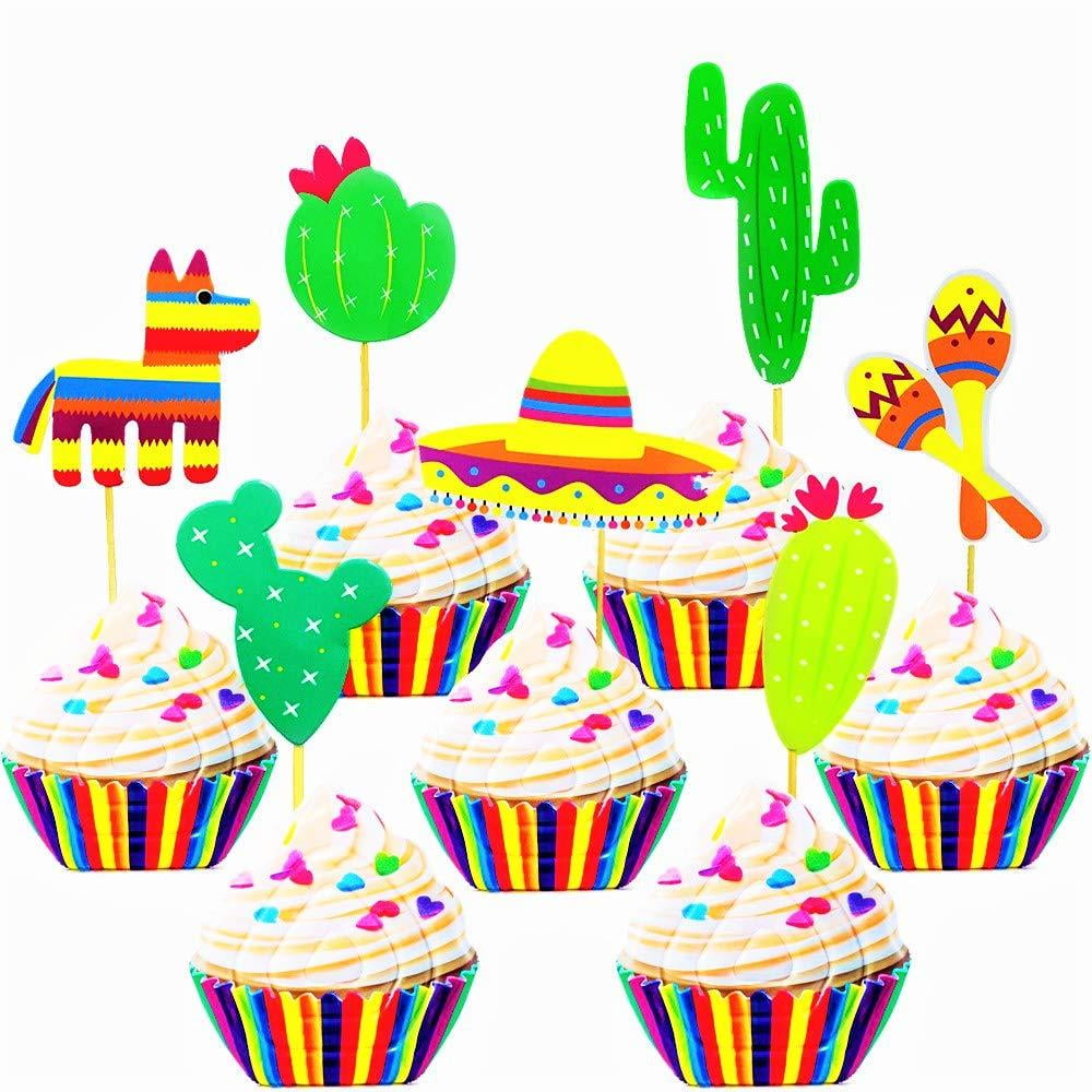 Fiesta Cupcake Toppers Taco Party Taco Topper Fiesta Party Cactus Toppers Fiesta Toppers Summer Party Toppers Cactus Cupcake Toppers