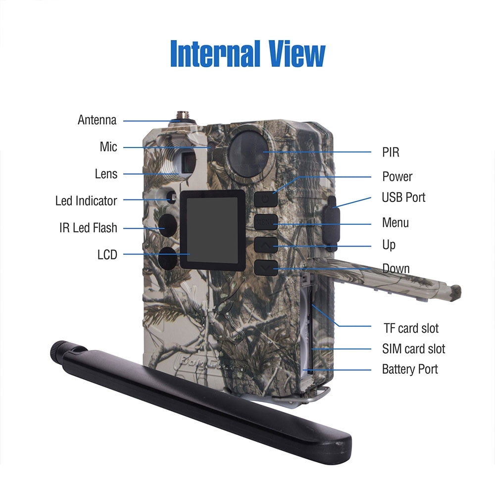 Trail Camera Wireless 4G Hunting Game Camera 940nm No Glow Black IR Camera+Memory Card+Batteries