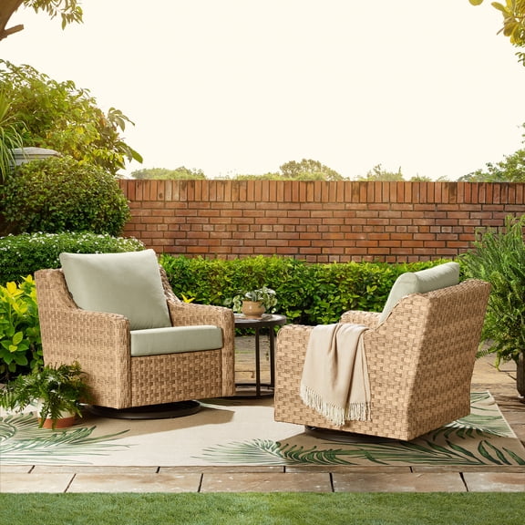Better Homes & Gardens River Oaks Outdoor Swivel Gliders with Patio Covers, Set of 2, Green