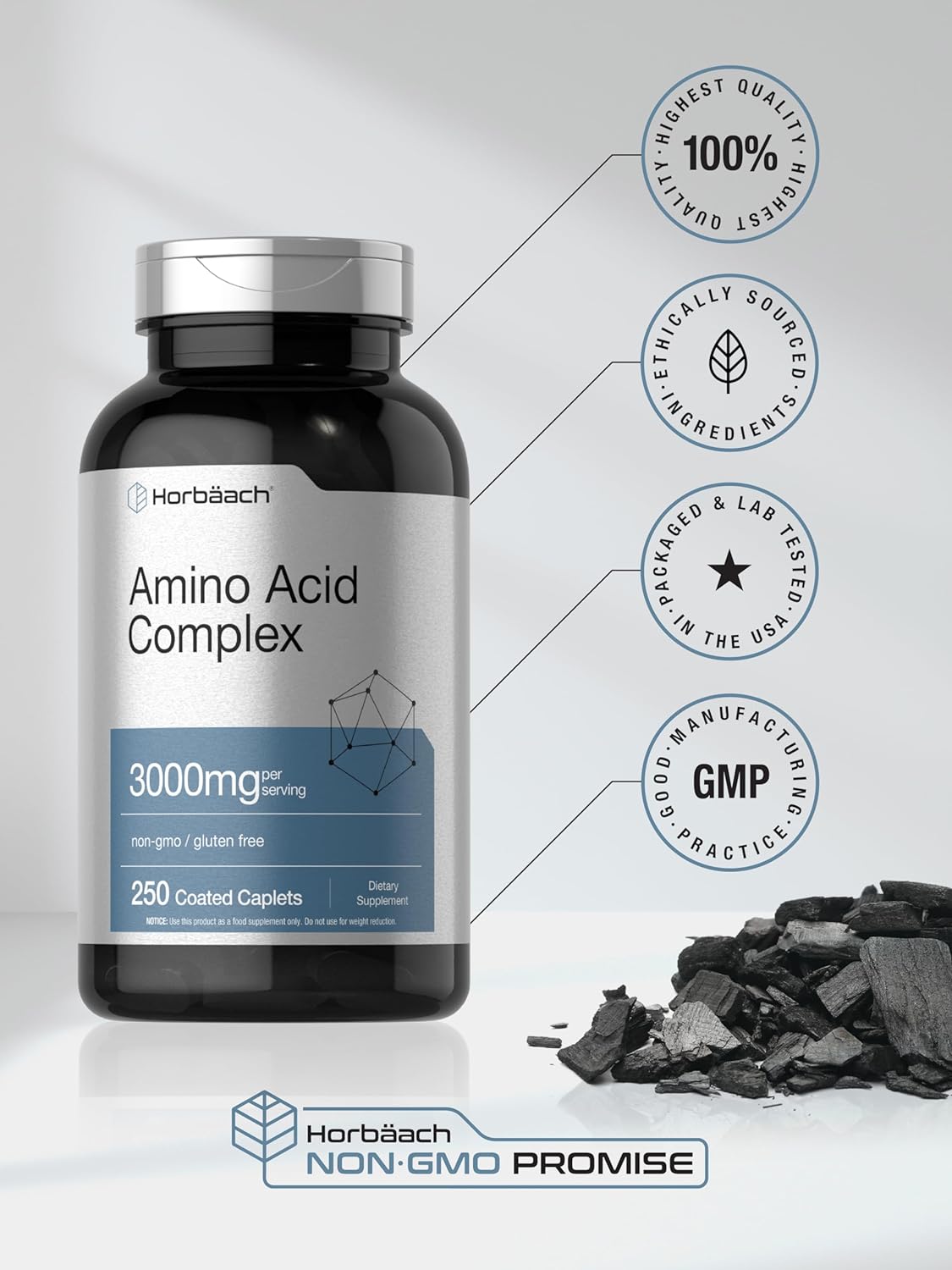 Amino Acid Complex 3000mg | 250 Caplets | by Horbaach - image 5 of 7