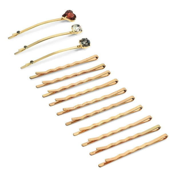 13 Pcs Decorative Bobby Pins Blonde Kit with Rhinestone, Gold Hair Clips Barrettes for Women 13 Pcs Decorative Bobby Pins Blonde Kit with Rhinestone, Gold Hair Clips Barrettes for Women