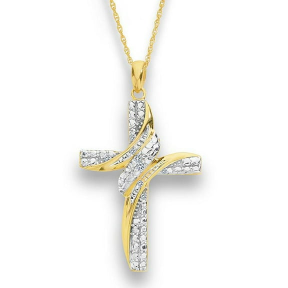 Natalia Drake Diamond Accent Cross Shape Necklace for Women in Yellow Gold Plated Sterling Silver