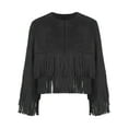 thumbnail image 3 of YiZYiF Girls Boys Western Cowboy Cowgirl Costume Long Sleeve Fringe Jacket Tops Kids Halloween Party Black 14, 3 of 7