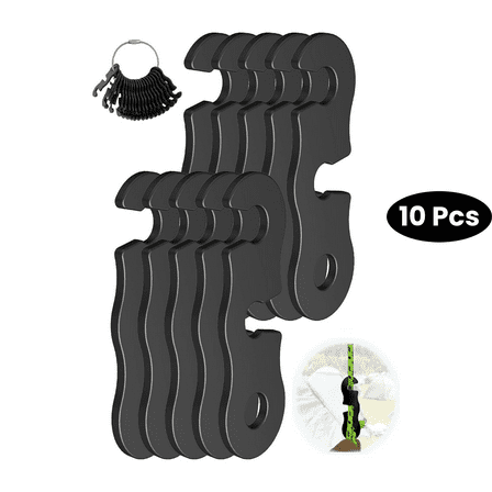 Qianfeng 10 Pack Aluminum Rope Tensioner for Camping Tent (Black)