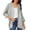 Gray, variant on Women's Cotton Linen Shirt Button Jacket Vintage Long Sleeve Blouses Coat Top Spring Autumn Casual Wear Navy L