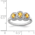 thumbnail image 4 of Sterling Silver Rhodium Citrine & Diamond Ring (Size 6) Made In India qdx736-6, 4 of 5