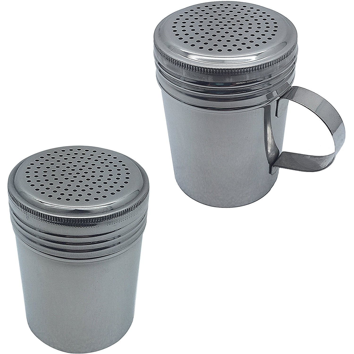Set of 2 Stainless Steel Dredge Shakers, With Handle and Without Handle
