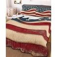 thumbnail image 3 of Quilts Full Size, Vintage American Flag Soft Comforter Bedding Set for Bed, Blue Red White Star US Flag Lightweight Quilted Bedspread with Pillow Cover(2 Pieces) for All Season, 78x90 Inch, 3 of 6